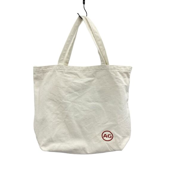 AG Adriano Goldschmied Tote Shopping Bag White Canvas Logo Size Large - Picture 1 of 10